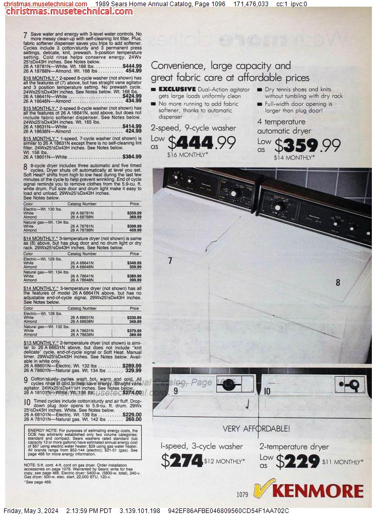 1989 Sears Home Annual Catalog, Page 1096