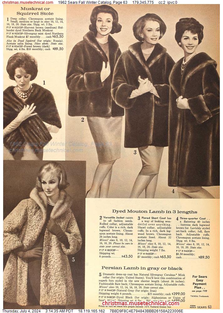 1962 Sears Fall Winter Catalog, Page 63