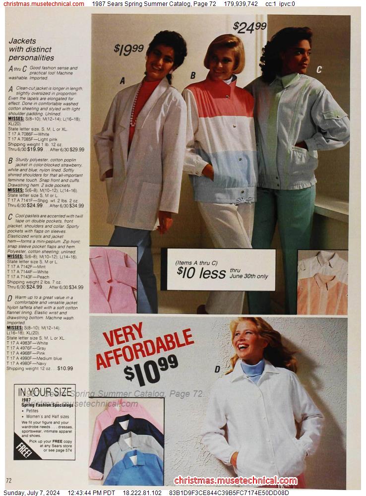 1987 Sears Spring Summer Catalog, Page 72