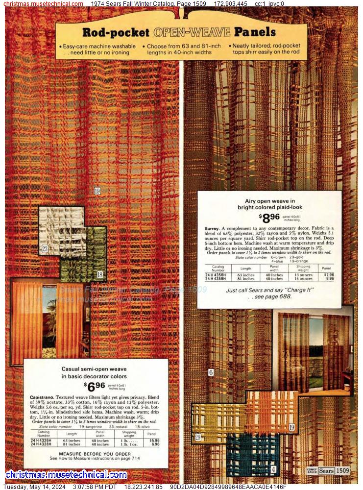 1974 Sears Fall Winter Catalog, Page 1509
