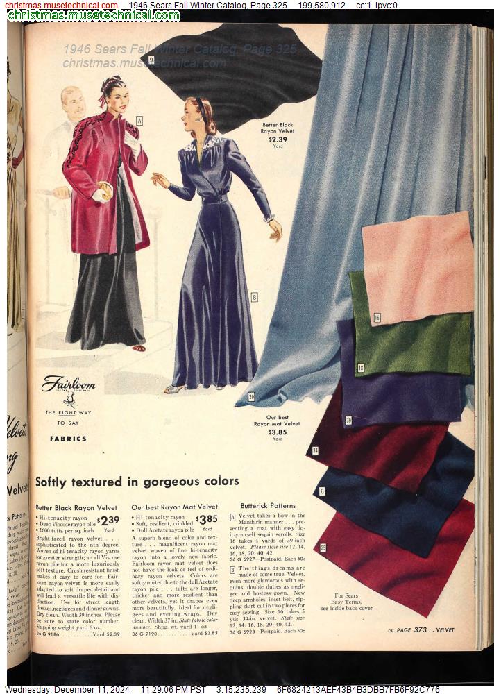 1946 Sears Fall Winter Catalog, Page 325