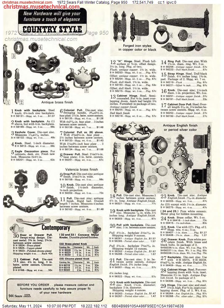1972 Sears Fall Winter Catalog, Page 950