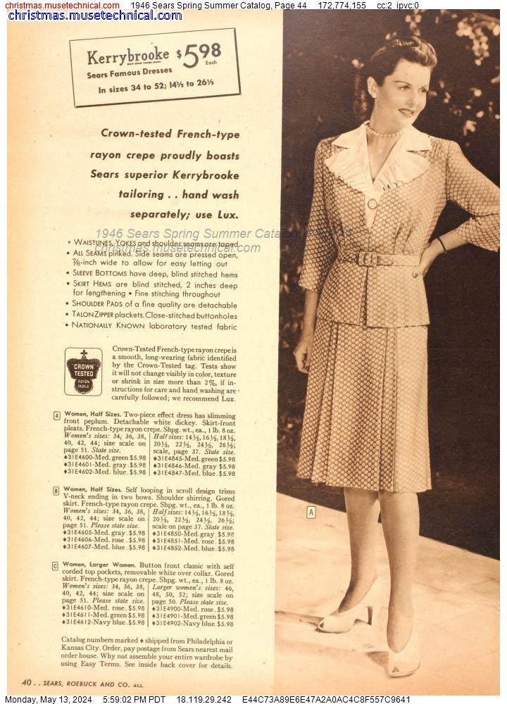 1946 Sears Spring Summer Catalog, Page 44