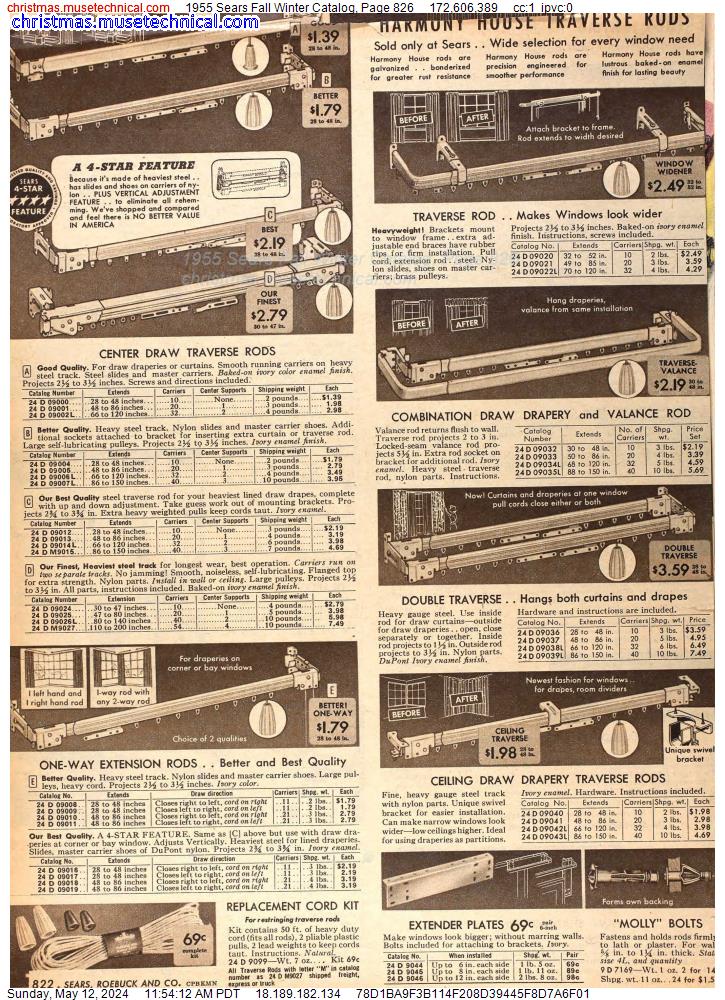 1955 Sears Fall Winter Catalog, Page 826
