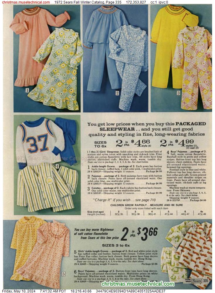 1972 Sears Fall Winter Catalog, Page 335