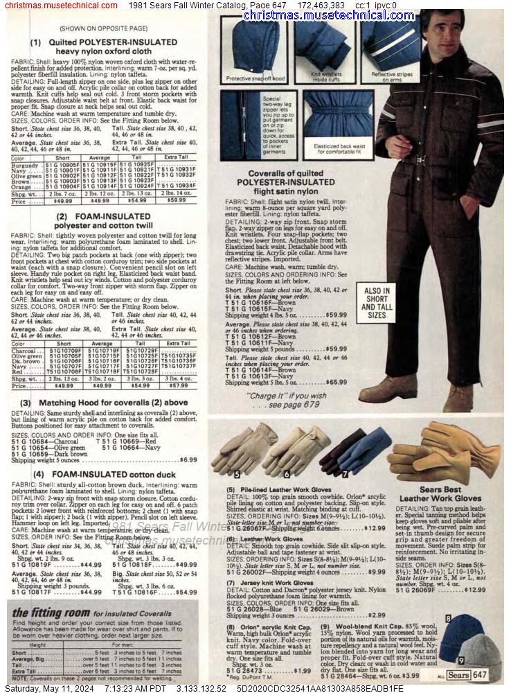 1981 Sears Fall Winter Catalog, Page 647