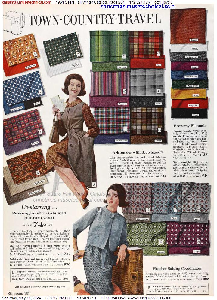 1961 Sears Fall Winter Catalog, Page 284