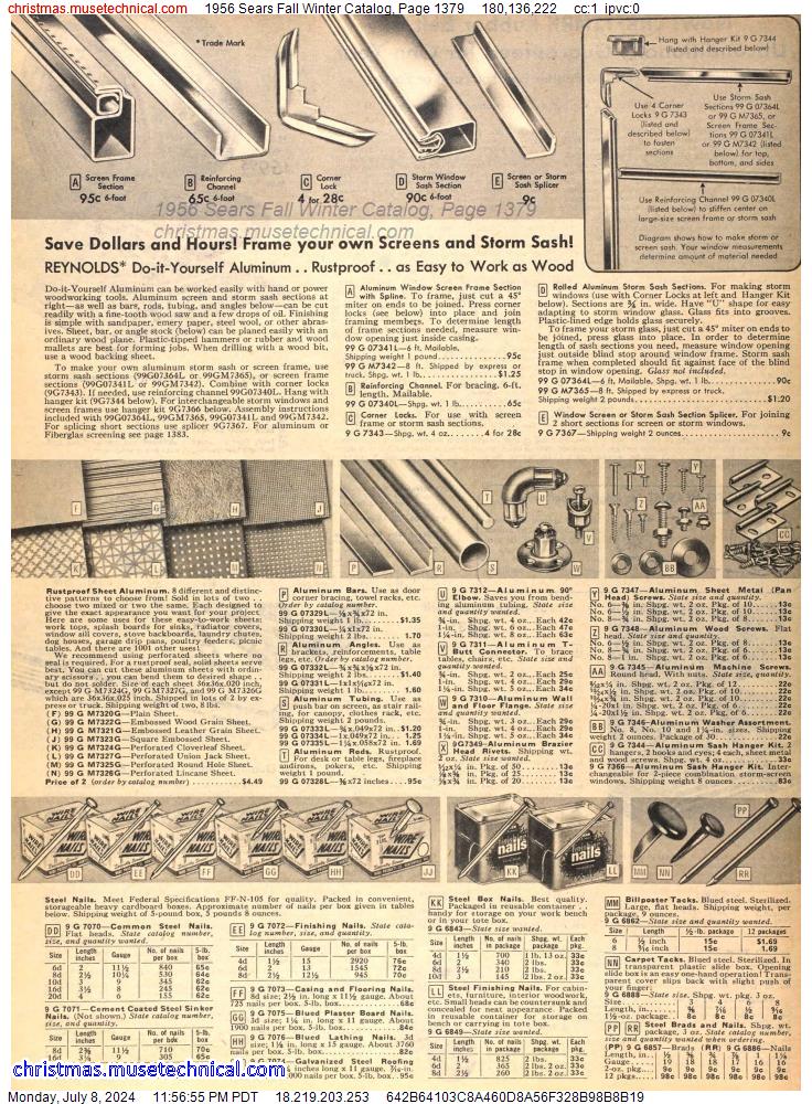 1956 Sears Fall Winter Catalog, Page 1379