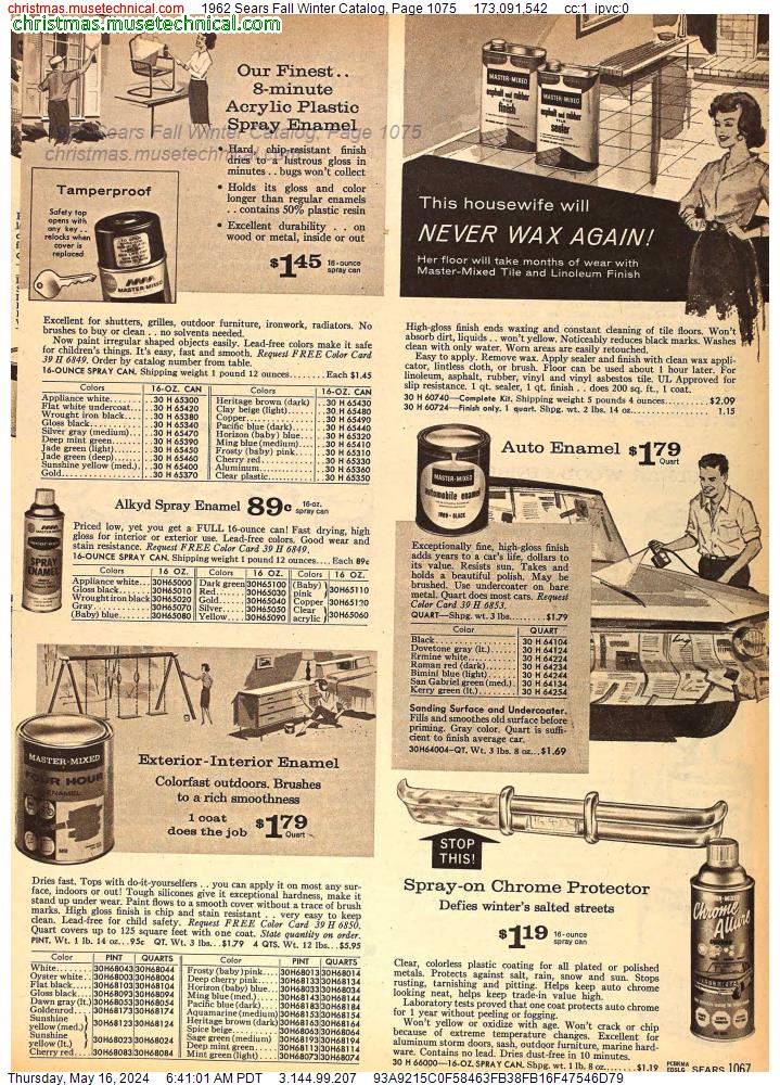 1962 Sears Fall Winter Catalog, Page 1075
