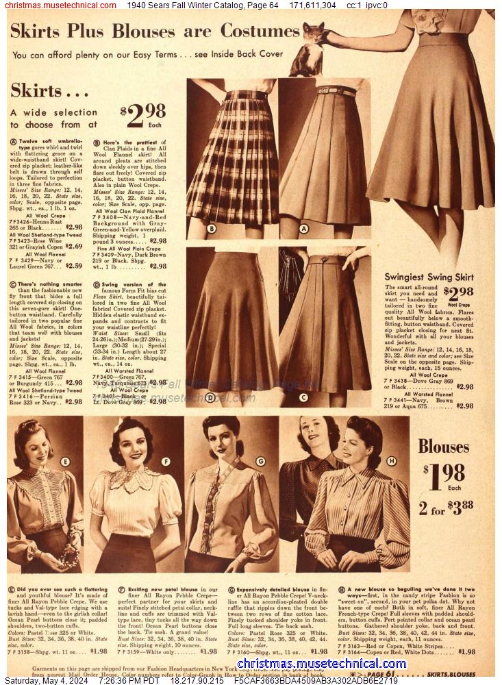 1940 Sears Fall Winter Catalog, Page 64