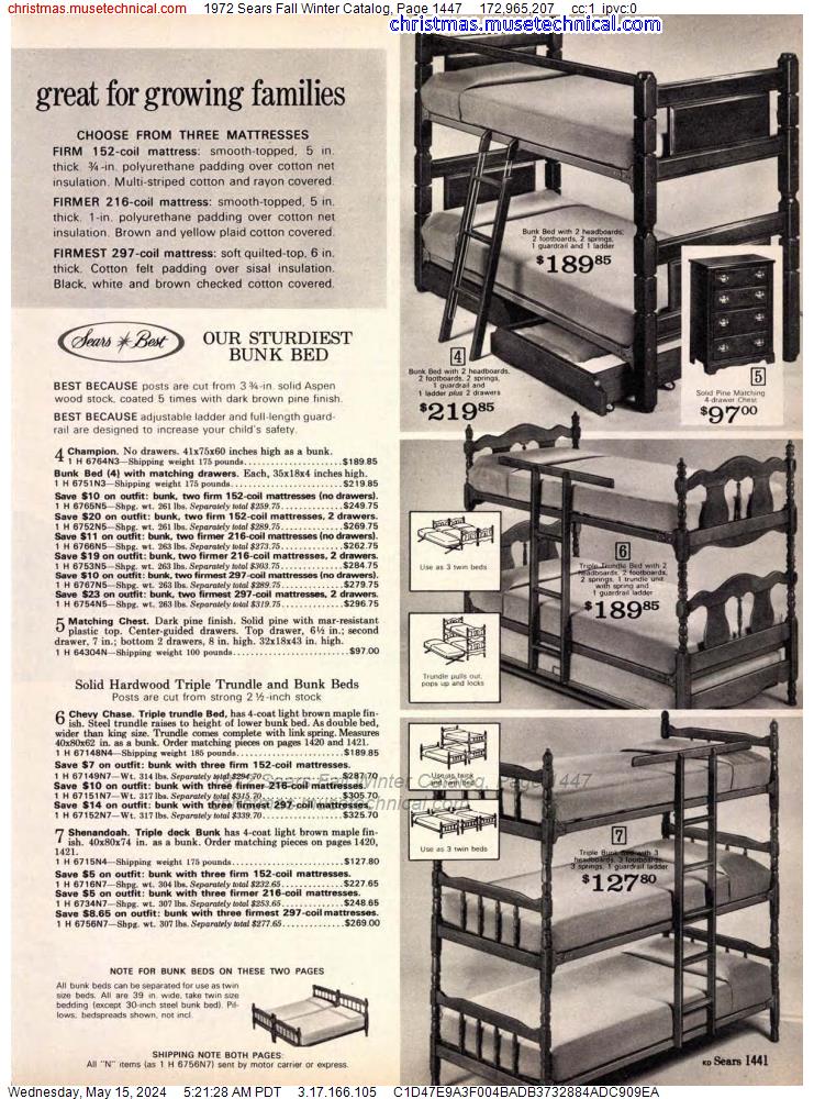 1972 Sears Fall Winter Catalog, Page 1447