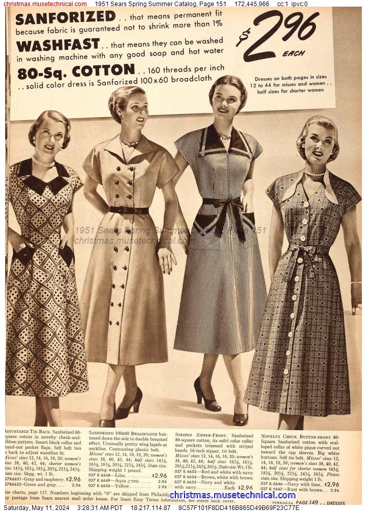 1951 Sears Spring Summer Catalog, Page 151