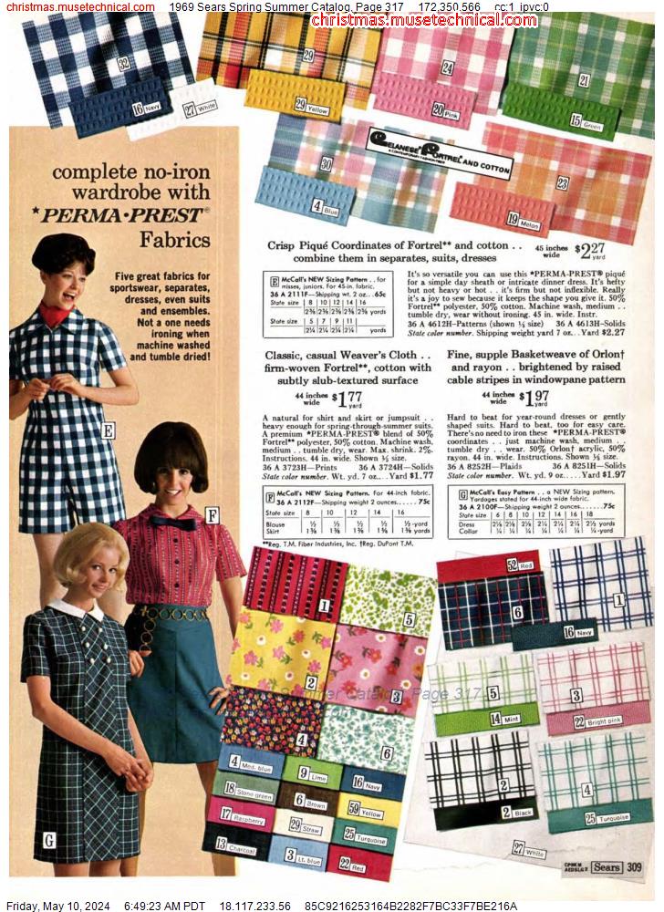 1969 Sears Spring Summer Catalog, Page 317