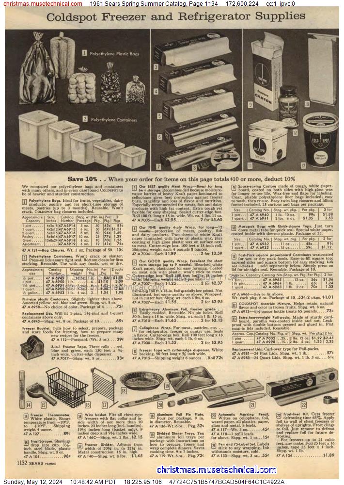 1961 Sears Spring Summer Catalog, Page 1134