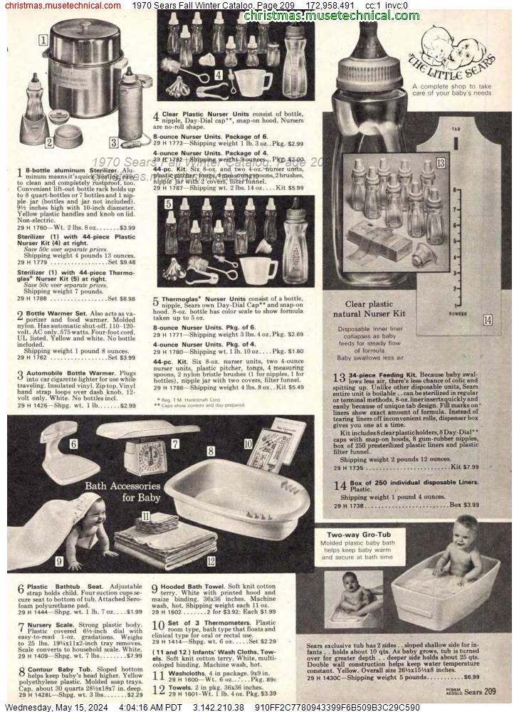 1970 Sears Fall Winter Catalog, Page 209