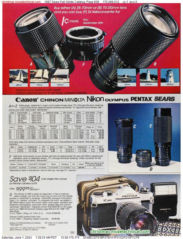 1987 Sears Fall Winter Catalog, Page 608