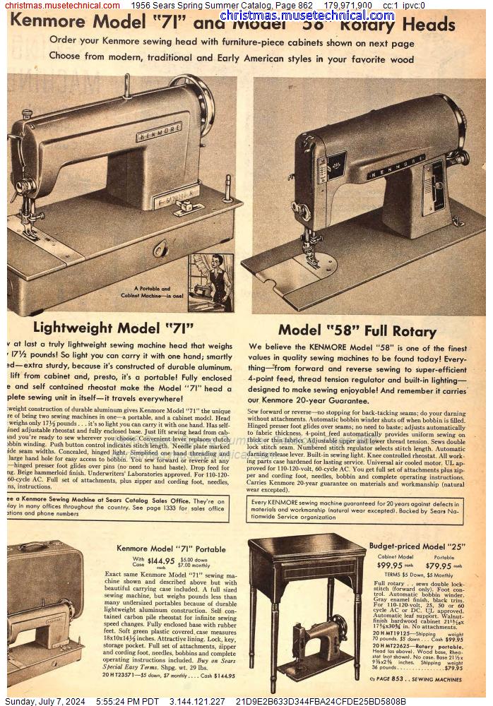 1956 Sears Spring Summer Catalog, Page 862