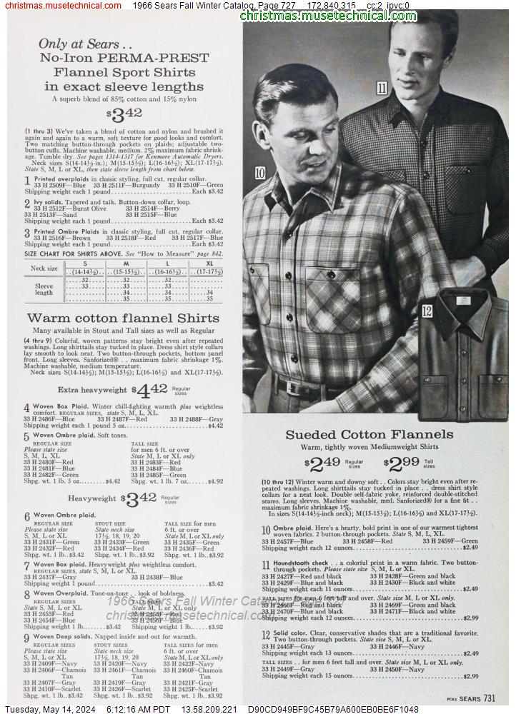 1966 Sears Fall Winter Catalog, Page 727