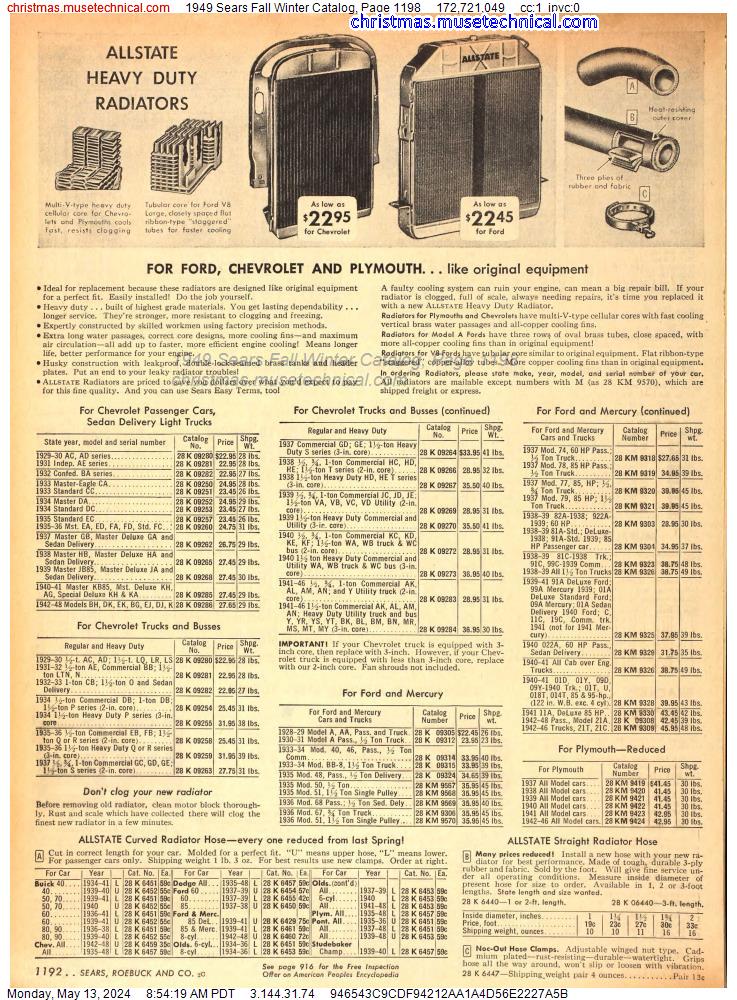 1949 Sears Fall Winter Catalog, Page 1198