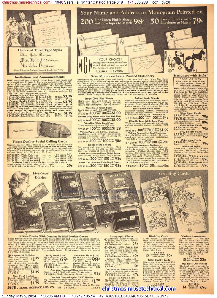 1940 Sears Fall Winter Catalog, Page 648