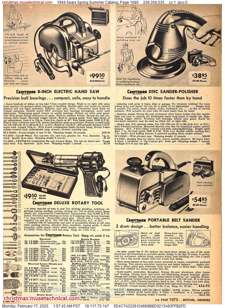 1949 Sears Spring Summer Catalog, Page 1089