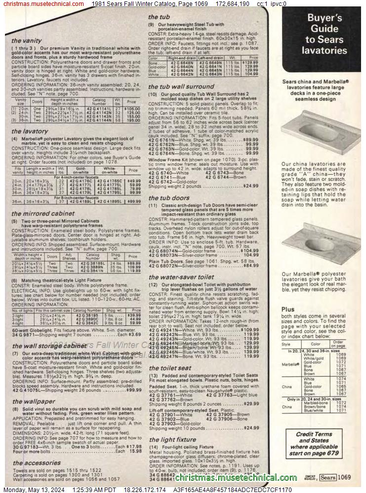 1981 Sears Fall Winter Catalog, Page 1069
