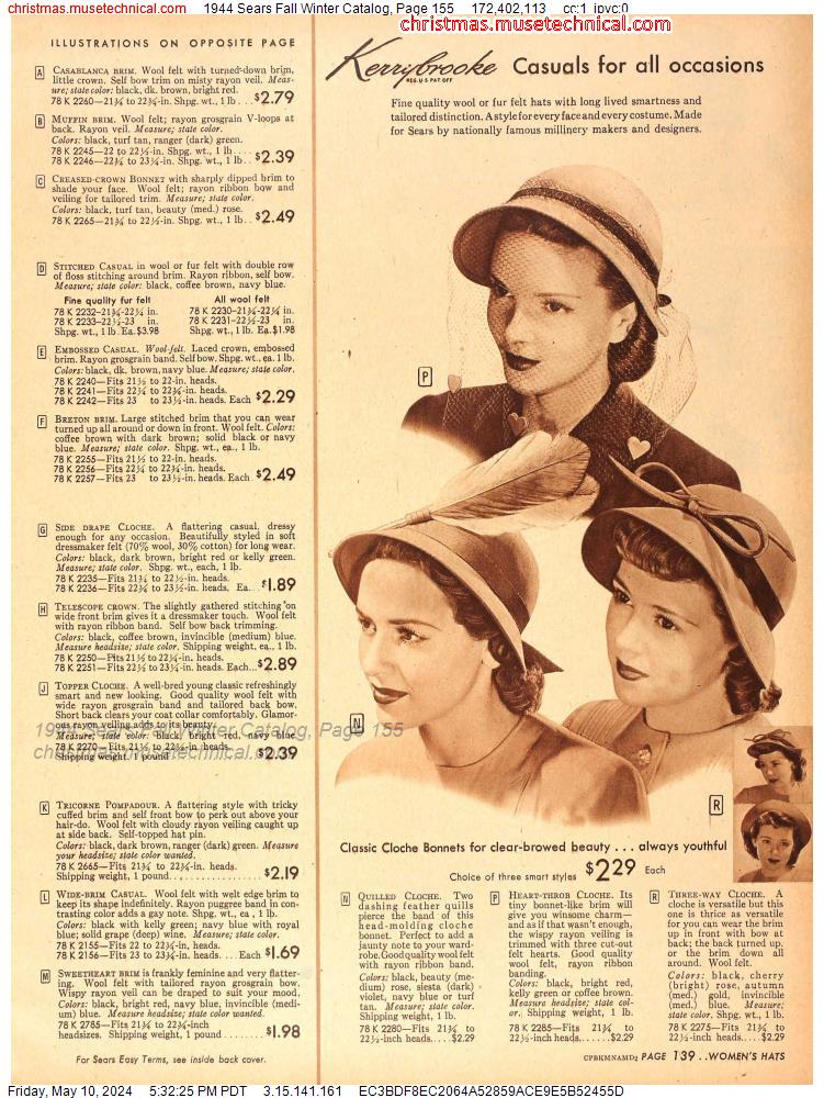 1944 Sears Fall Winter Catalog, Page 155