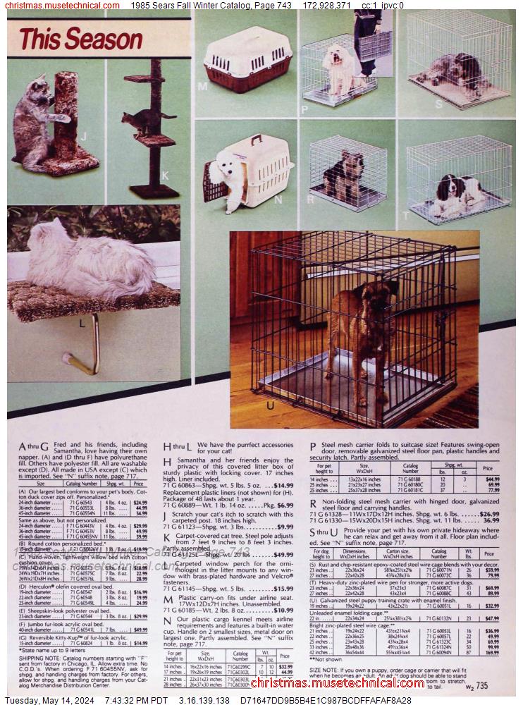 1985 Sears Fall Winter Catalog, Page 743