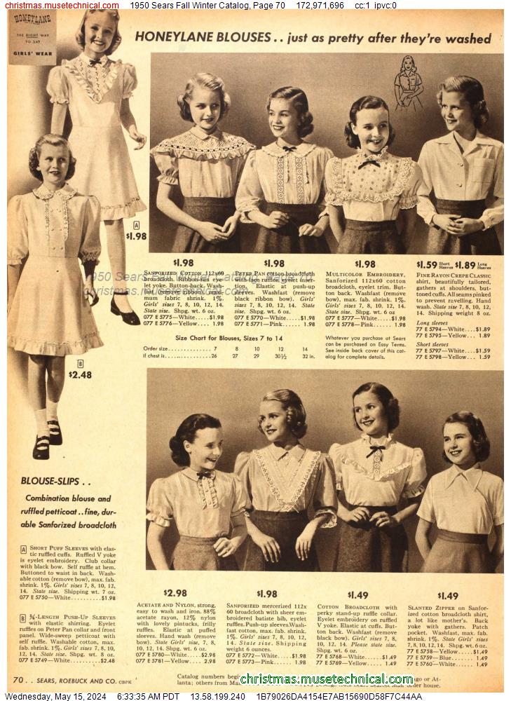 1950 Sears Fall Winter Catalog, Page 70