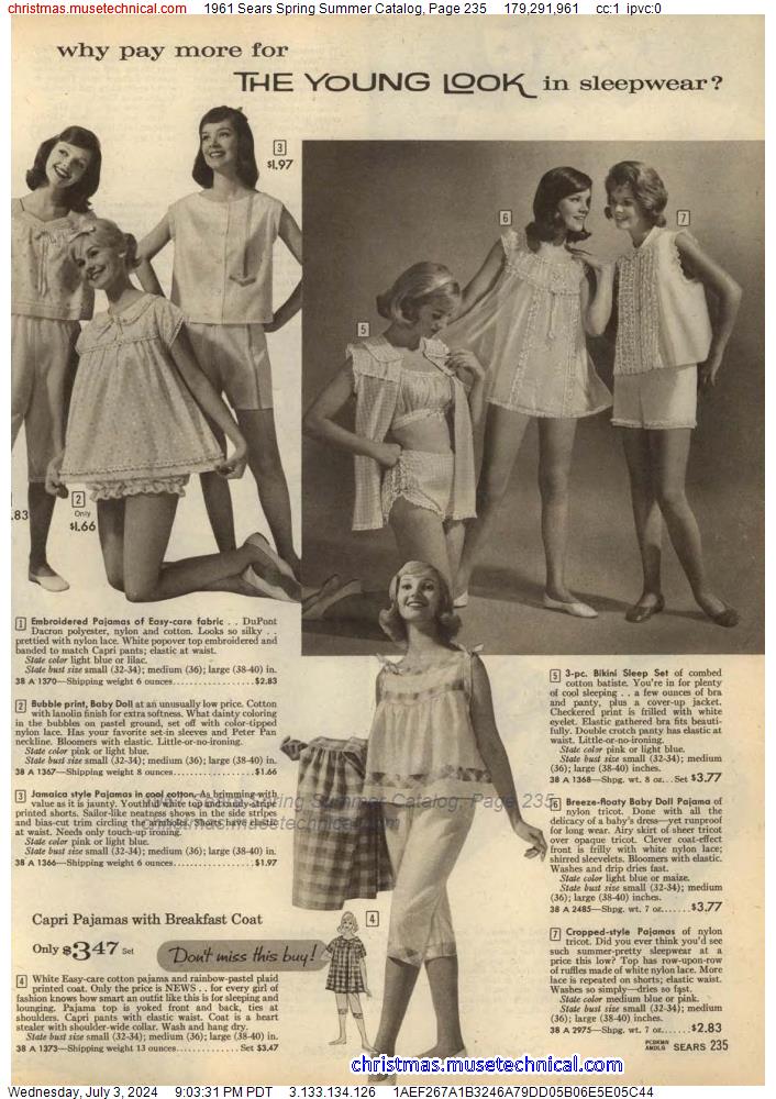 1961 Sears Spring Summer Catalog, Page 235