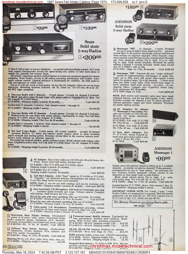 1967 Sears Fall Winter Catalog, Page 1374