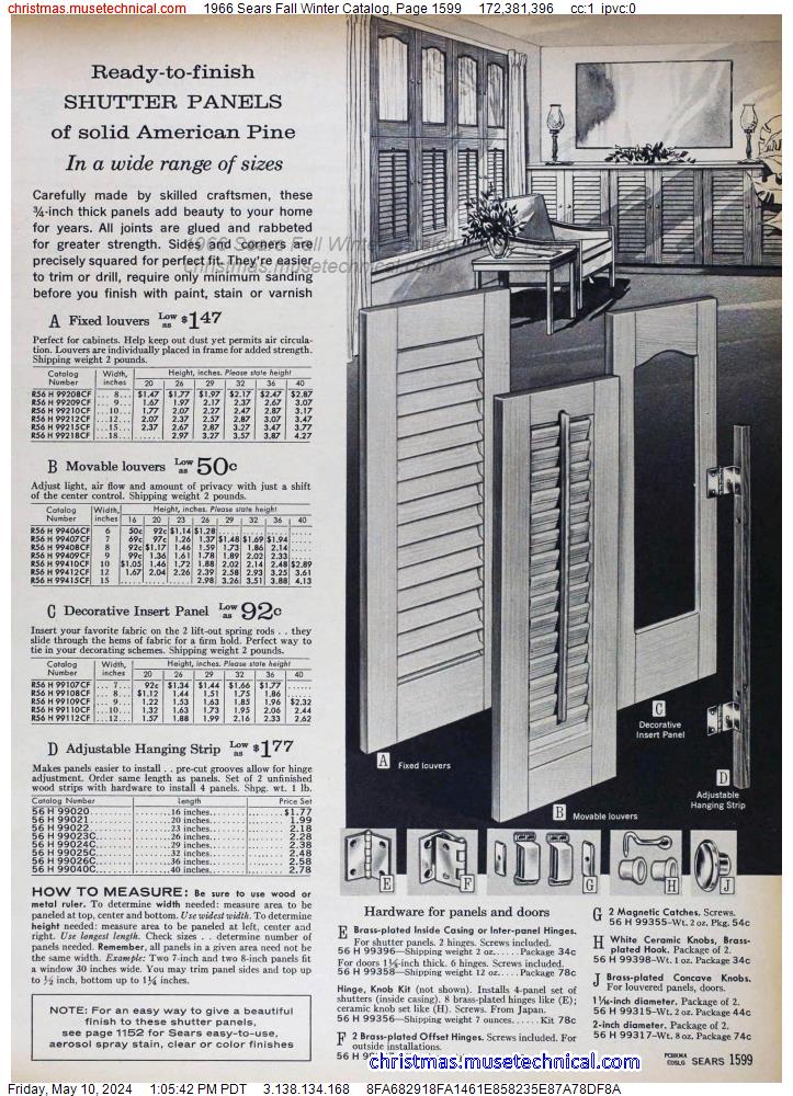 1966 Sears Fall Winter Catalog, Page 1599