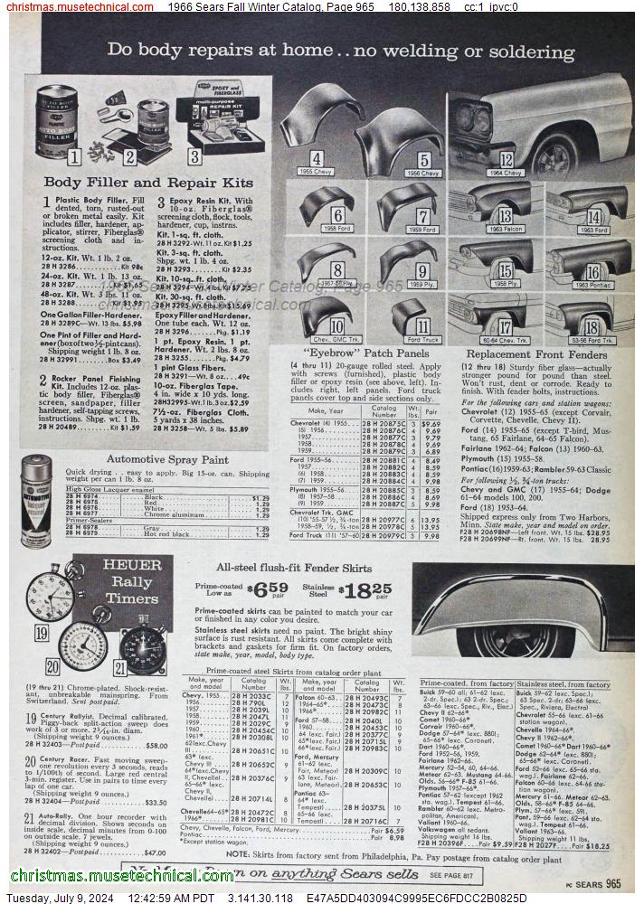 1966 Sears Fall Winter Catalog, Page 965