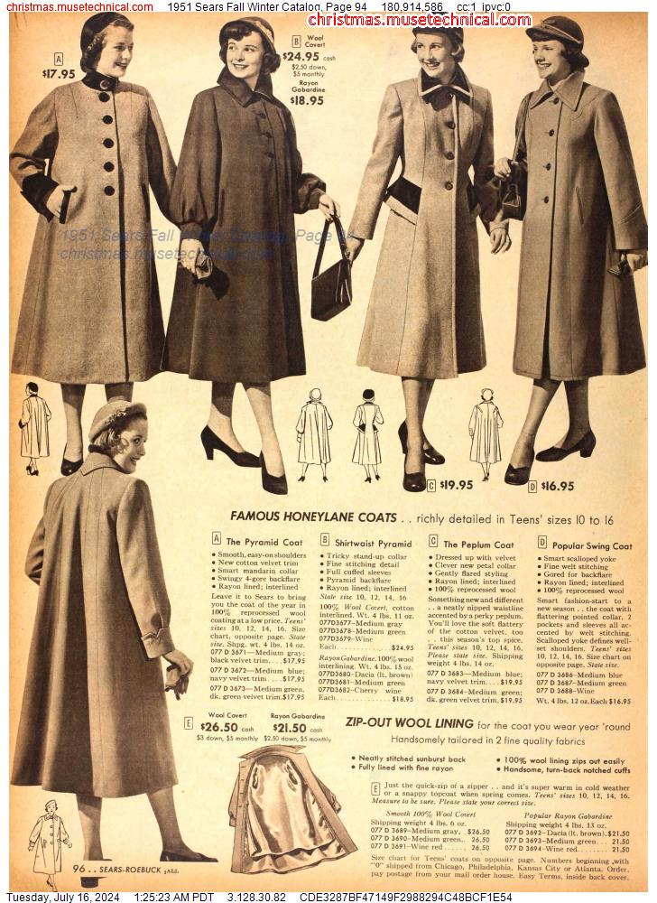 1951 Sears Fall Winter Catalog, Page 94