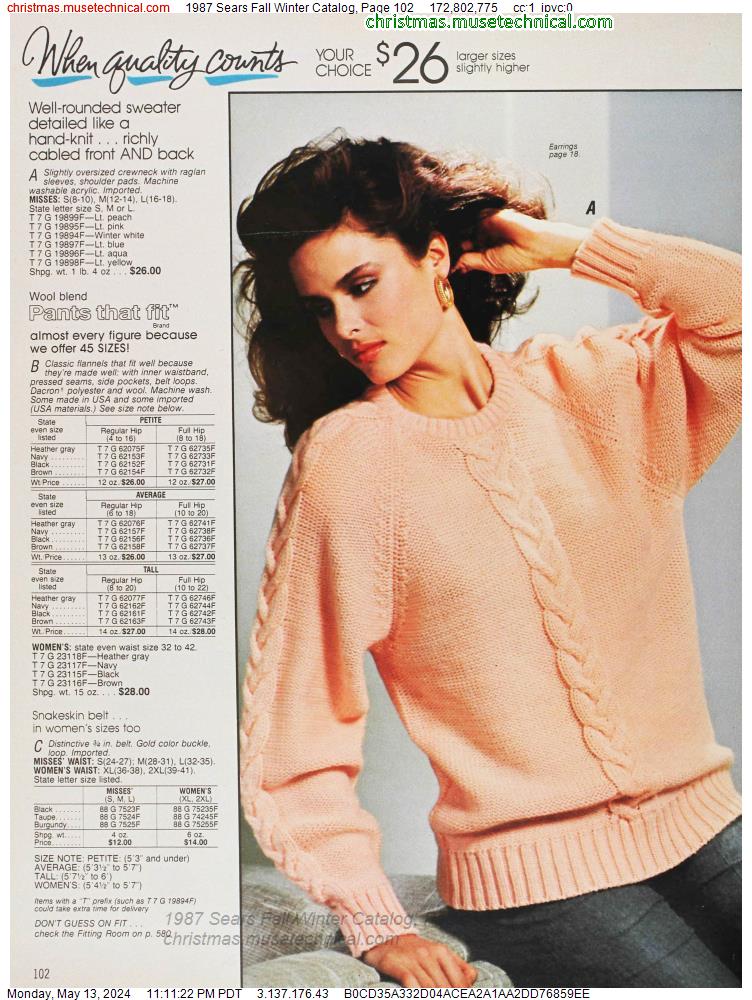 1987 Sears Fall Winter Catalog, Page 102