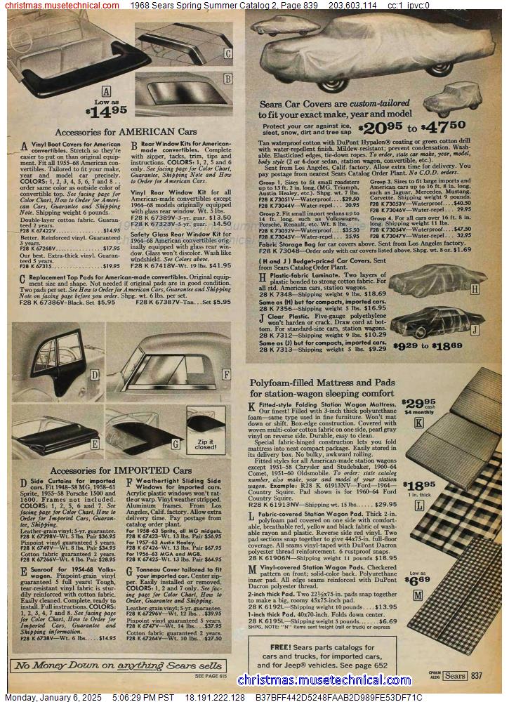 1968 Sears Spring Summer Catalog 2, Page 839