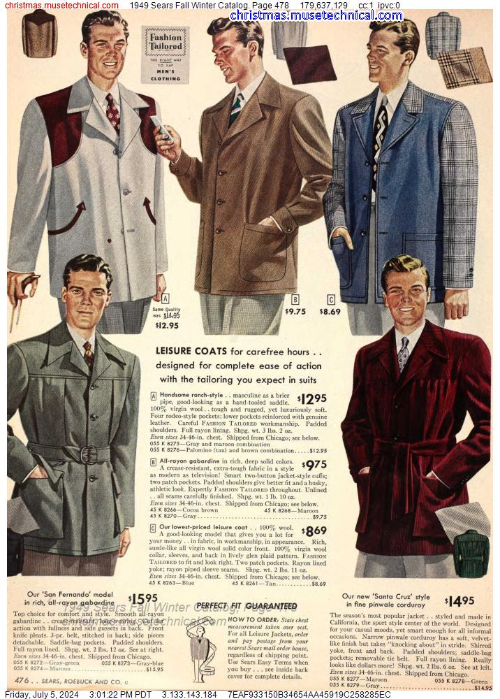 1949 Sears Fall Winter Catalog, Page 478