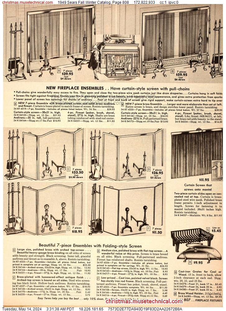1949 Sears Fall Winter Catalog, Page 808