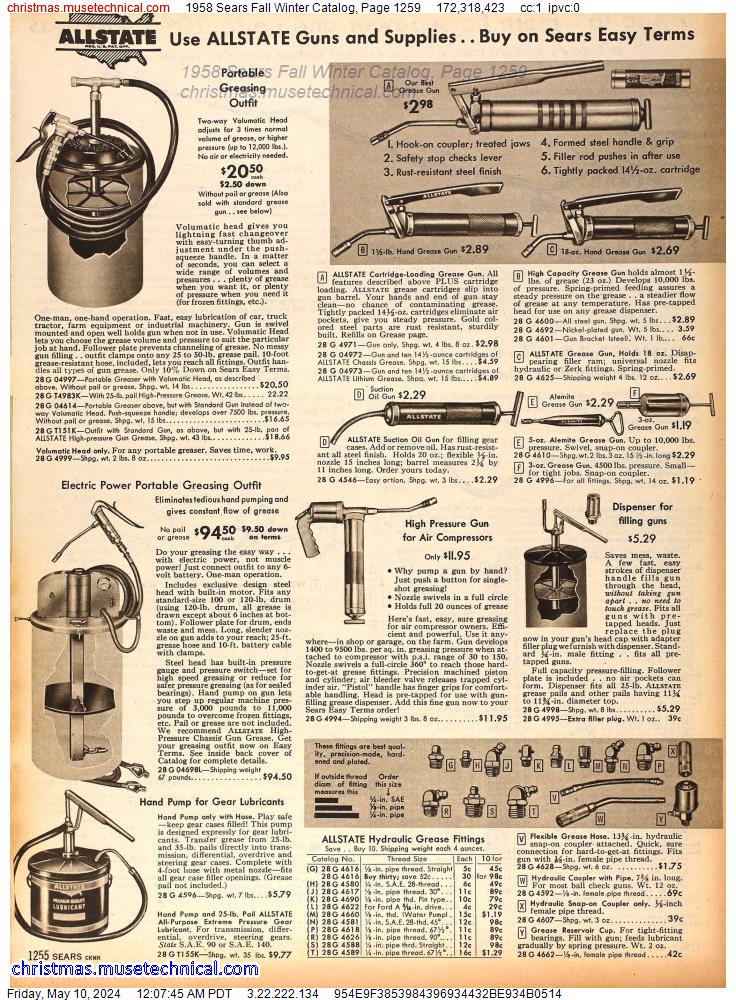 1958 Sears Fall Winter Catalog, Page 1259