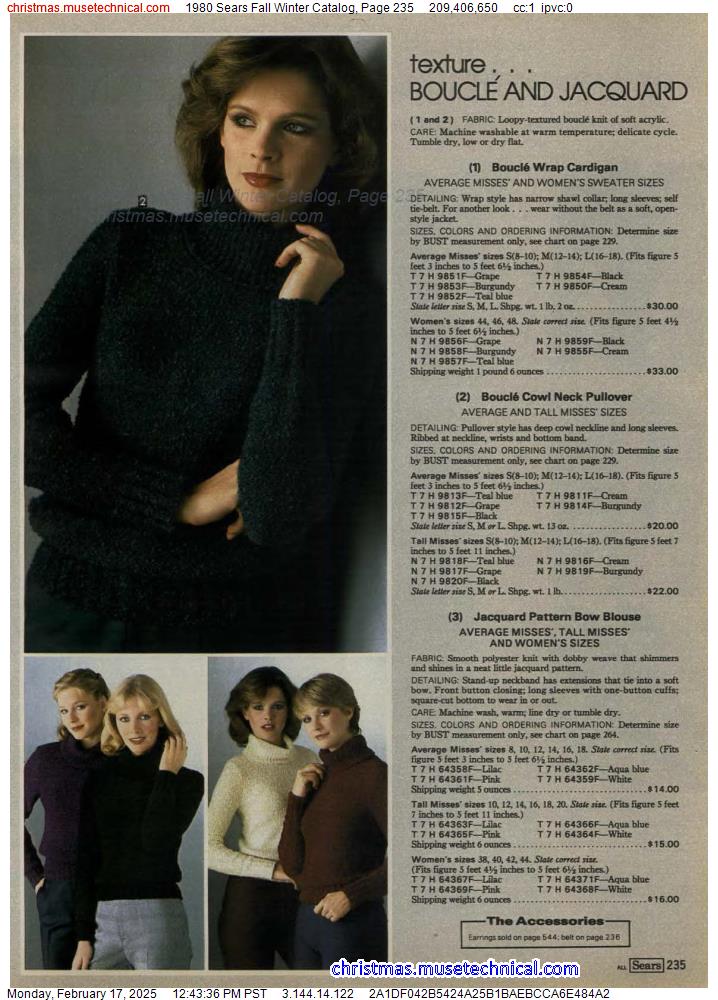 1980 Sears Fall Winter Catalog, Page 235