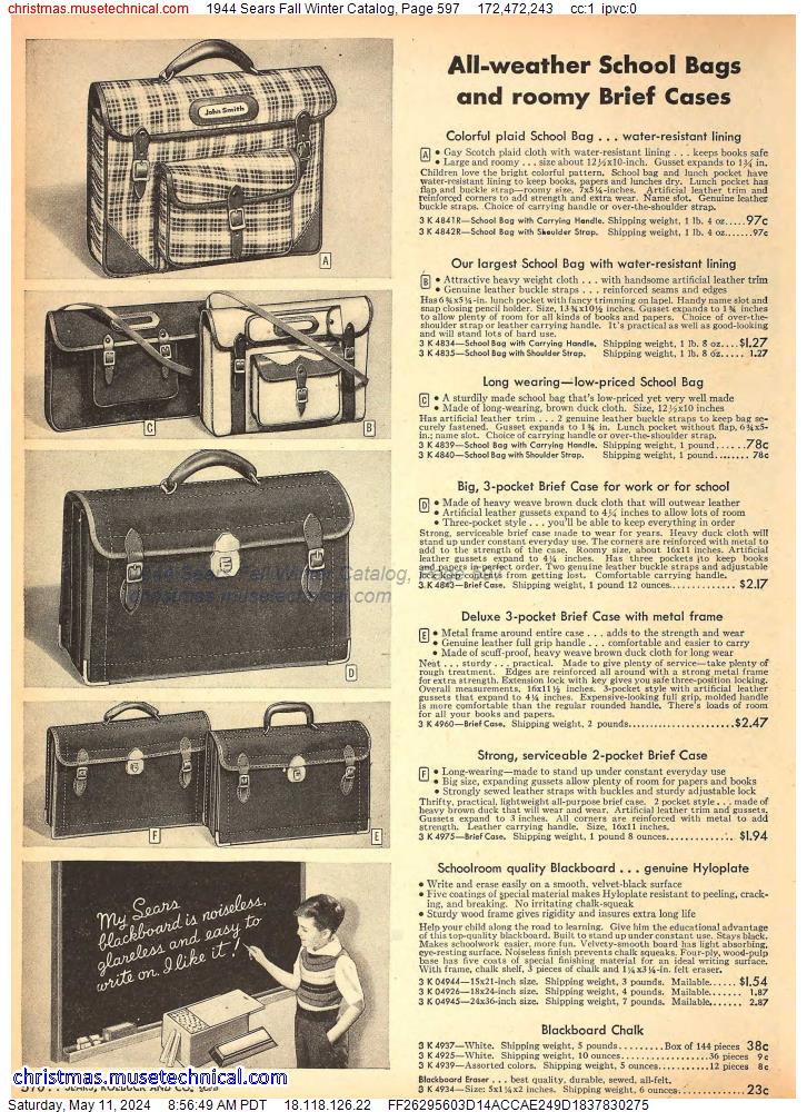 1944 Sears Fall Winter Catalog, Page 597