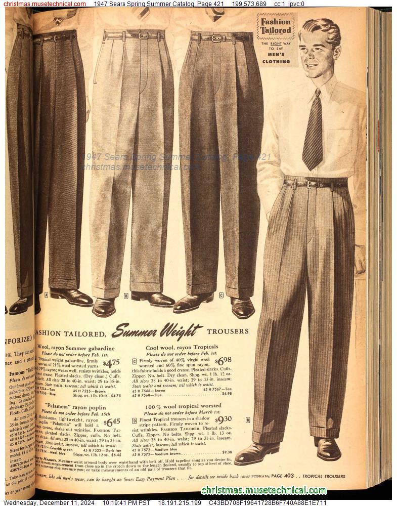 1947 Sears Spring Summer Catalog, Page 421