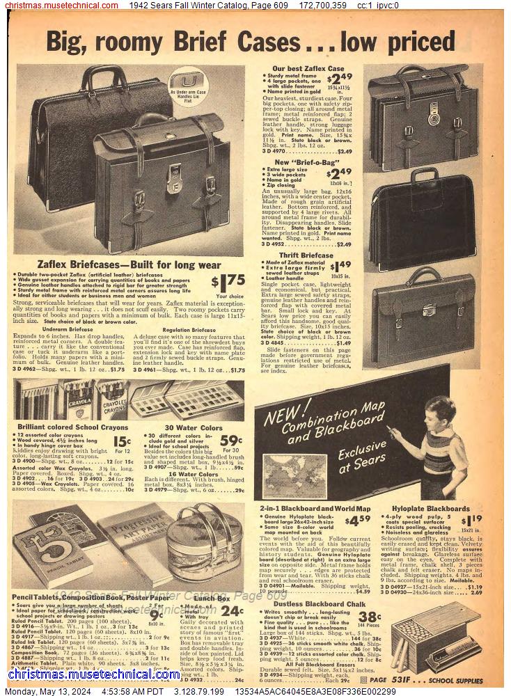 1942 Sears Fall Winter Catalog, Page 609