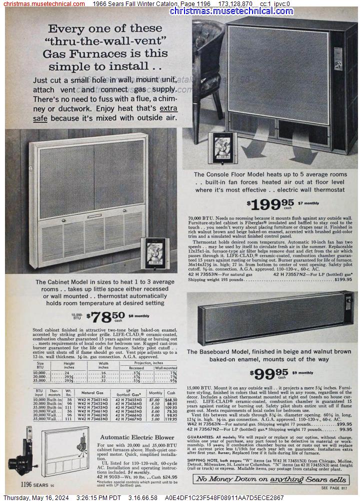1966 Sears Fall Winter Catalog, Page 1196