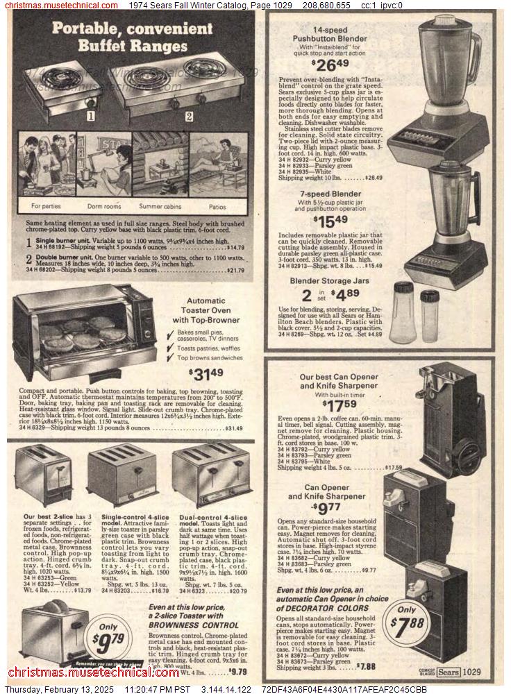 1974 Sears Fall Winter Catalog, Page 1029