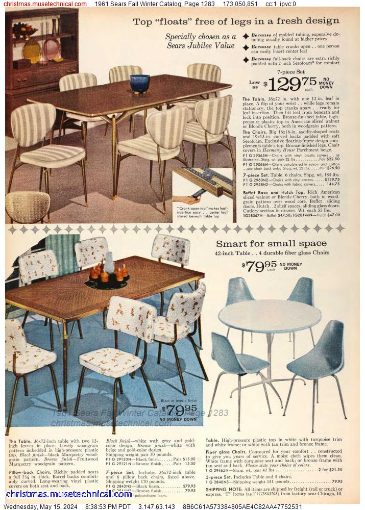 1961 Sears Fall Winter Catalog, Page 1283
