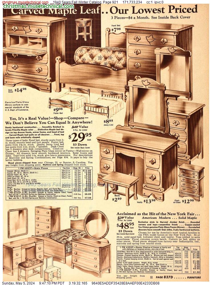 1940 Sears Fall Winter Catalog, Page 921