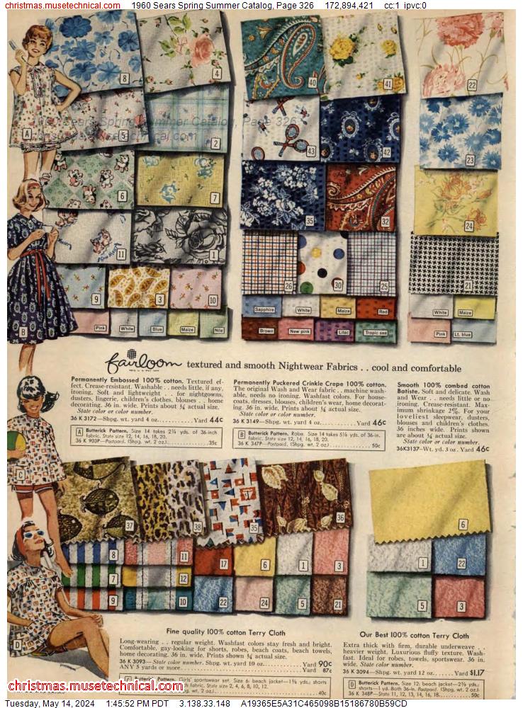 1960 Sears Spring Summer Catalog, Page 326