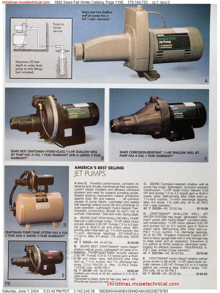 1992 Sears Fall Winter Catalog, Page 1108