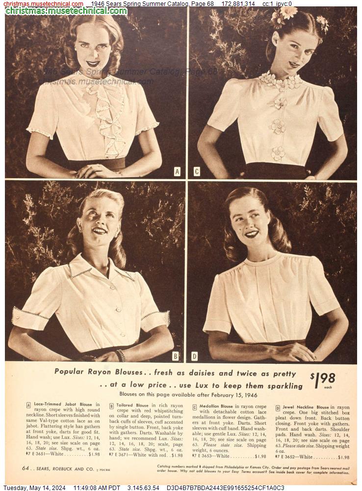 1946 Sears Spring Summer Catalog, Page 68
